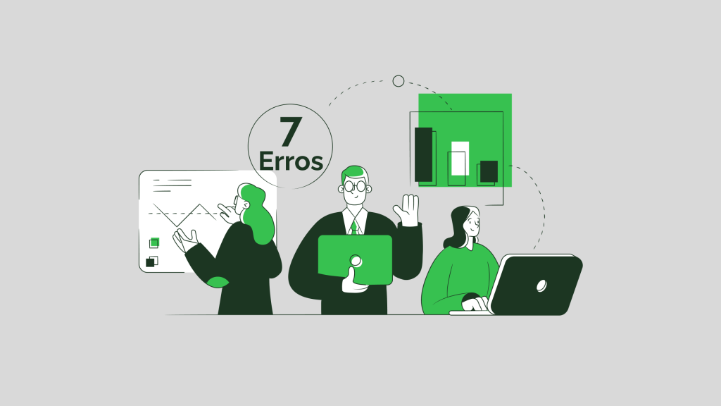 Ilustração mostrando os 7 erros mais comuns que levam empresas ao fracasso